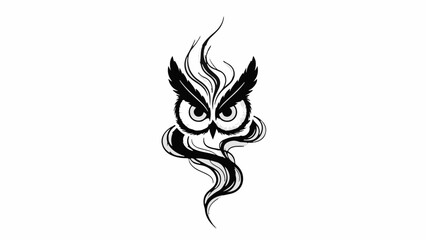 Mysterious owl with fiery wisps in a mystical, dark art style