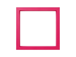 Bright pink square frame isolated on white background.