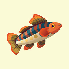 Illustration of a colorful ornamental fish with detailed fins and scales pattern © SharikaShammi