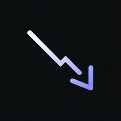 Trending arrow downward decline icon showing decrease, metrics, or negative trend in minimal modern flat interface style.