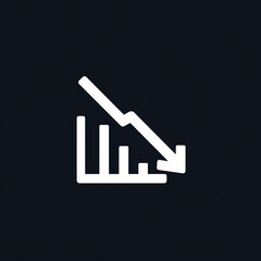 Trending arrow downward decline icon showing decrease, metrics, or negative trend in minimal modern flat interface style.