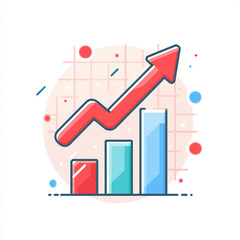 Trending arrow growth increase icon illustrating performance growth, analytics, or upward trend in a modern flat design.