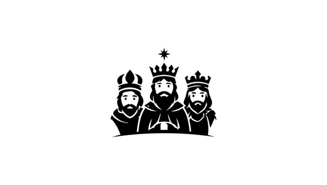 Reyes magos in black and white vector, three king, Artistic Painter Character with Palette and Brush for Creative Design Projects Pro Vector, Vetores de Trio majestade escura, Dia dos Reis Magos, icon