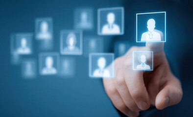 Obraz premium Selecting a profile in a digital interface for user management and data access