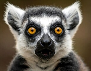 Naklejka premium Close-up of a lemur with captivating eyes and focused expression