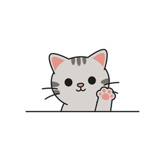 Cute Cartoon Cat Peeking Illustration