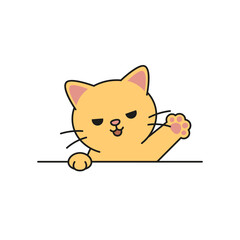 Cute Cartoon Cat Peeking Illustration
