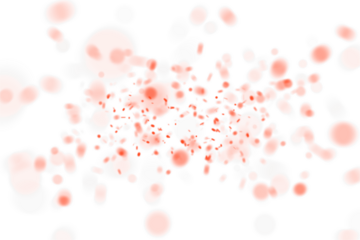 Intense Central Swirl of Bright Coral Bokeh Particles Exploding Outward in a Vivid Abstract Cloud, Suggesting Energetic Motion and Sparkling Light on Clean White Space

