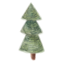 Watercolor christmas tree illustration for holiday greeting card and winter celebration decoration. Hand painted spruce drawing for festive design.