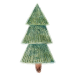 Watercolor christmas tree illustration for holiday greeting card and winter celebration decoration. Hand painted spruce drawing for festive design.