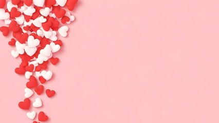 Valentine's day background with red and white hearts