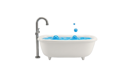 Bathtub Filling with Water and Bubbles