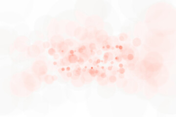 Horizontal Band of Soft Peach and Coral Bokeh Dots Floating in a Hazy Cloud, Forming a Gentle...