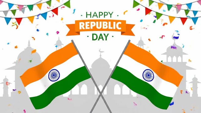 Happy Republic Day India Flag Celebration Background Motion Graphics