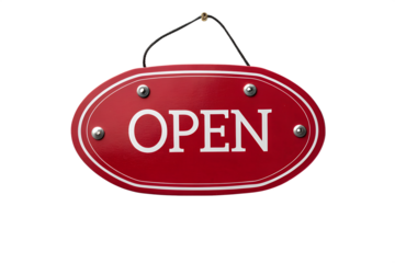 Red sale sign hanging for shopping and retail