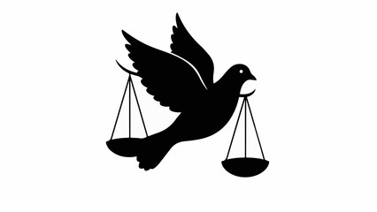 Symbol of justice and peace carried by a flying dove