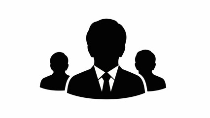 Silhouetted group of three diverse business professionals standing together, representing teamwork and unity in a corporate setting.