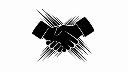 Symbol of successful cooperation and agreement with radiating lines