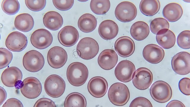 Fictional Red Blood Cells in Giemsa-Stained Blood Smear, Medical Animation