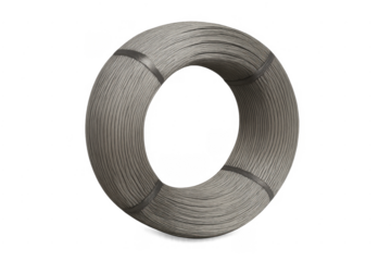 Coil of steel wire for construction industry on transparent background