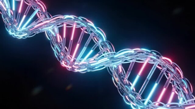 Captivating Visualization of a Glowing DNA Helix Structure, genetic research, science, and