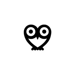 Fototapeta premium Vector design of owl bird icon in heart shape symbol representing romance and animal spirit theme