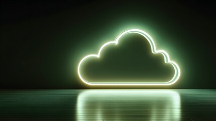 Glowing Cloud Silhouette Reflected on a Smooth Surface in Dark Environment.