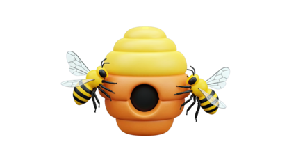 Cartoon Bees and Beehive