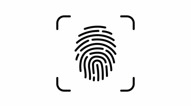 Fingerprint Scanner Icon Animation Seamless Loop 4K Transparent Background