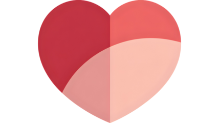 Vector Heart Icon with Gradient Shades of Red and Pink on White Background