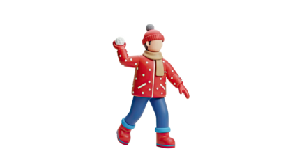 Claymation Child Throwing Snowball