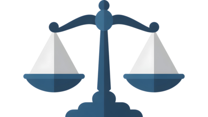 Vector Illustration of Balanced Justice Scales on White Background, Symbolizing Fairness and Equality