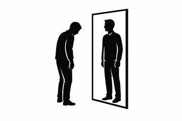 Self-Reflection Confidence Mirror Imposter Syndrome Silhouette