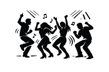 Group Dance Party Celebration Silhouette