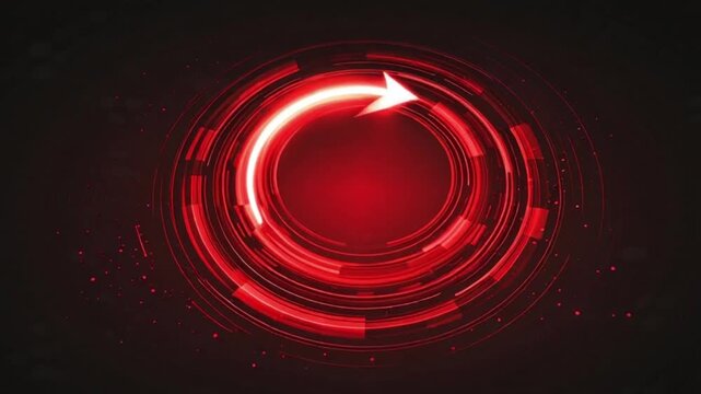 Dynamic red circular highlight featuring a spinning arrow to draw attention. Ideal for tutorials, explainer videos, call-to-action overlays, and instructional graphics