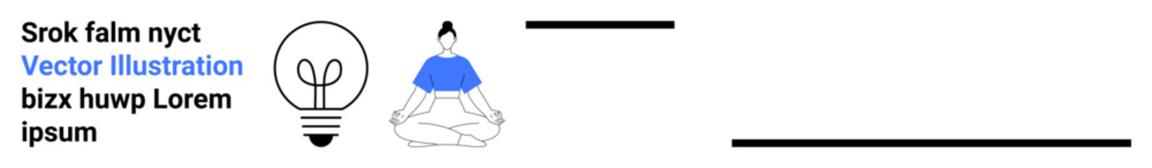 Meditation, mindfulness, creativity, innovation, wellness, focus. A seated person practicing yoga alongside a lightbulb symbol. Meditation and creativity © robu_s