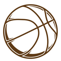 Vintage Brown basketball icon in simple line art style for sports design and illustration purposes  athletic symbol
