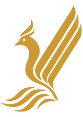 Imlek, Phoenix Ripple, Stylized gold phoenix symbol ideal for logos, branding, and luxury design projects.