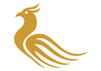 Imlek, Phoenix Ripple, Stylized golden phoenix symbol representing renewal, strength, and leadership, ideal for branding and corporate identity.