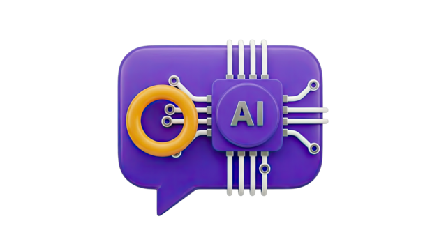 3D AI Chat Bubble with Circuitry - Powered by Adobe