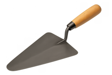 Mason's trowel with wooden handle and steel blade