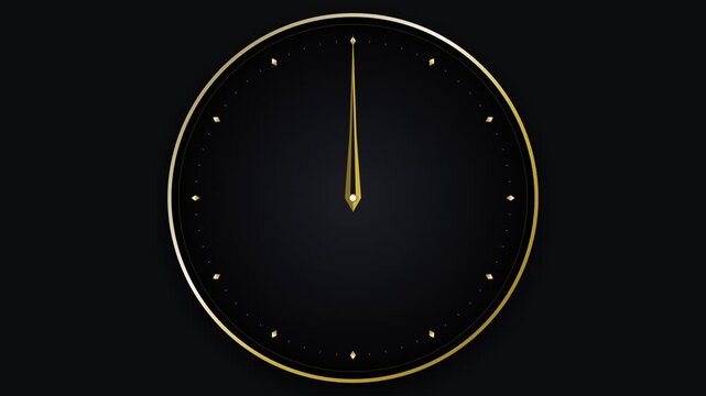 Luxury Gold Clock Timelapse Animation Loop on Black Background for Premium, Elegant, and High-End Videos