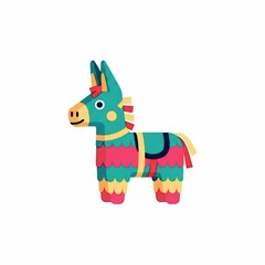 Obraz premium A colorful piñata in the shape of a donkey on a white background