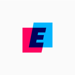 e letter mark square logo vector icon illustration