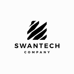 swan tech logo vector icon illustration