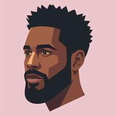 Male portrait of bearded African man in profile vector