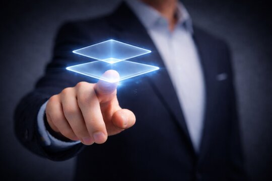 Digital Data Layers Architecture Concept with Cloud Technology Interface. - Powered by Adobe