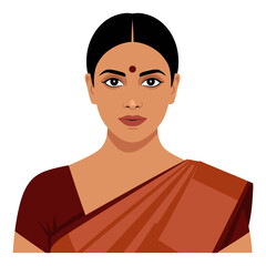 mature indian woman portrait flat vector