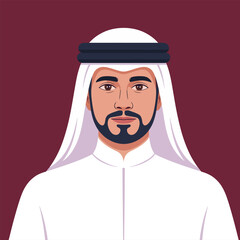 Portrait of bearded arab flat vector