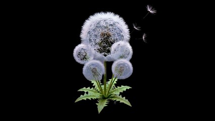 dandelion plant, fluffy seed heads, png